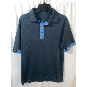 Royal and Awesome Golf Polo Shirt Tartan Trim Performance Mens Large